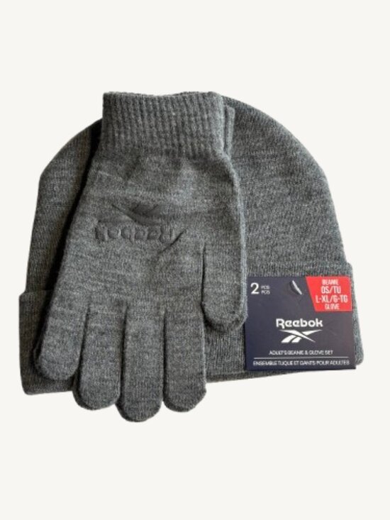 Reebok Accessories - Reebok Dark Grey Knit Toque Hat and Glove Bundle New With Tags